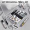 3-Piece 2MM Mechanical Pencils with Case, Metal Lead Holder with 120 Graphite Lead Refills, 4 Erasers, Sharpener, for Drawing and Sketching